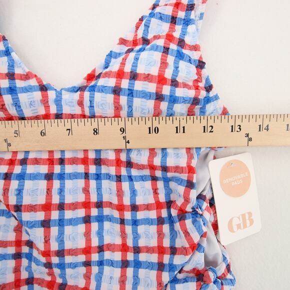 Gianni Bini One Piece Swimsuit Plunge VNeck Gingham Plaid Monokini Size XS NWT - Picture 6 of 13